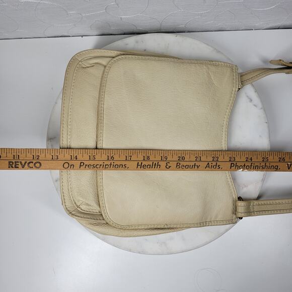 Vintage Fossil Crossbody Bag #75082 Medium Cream Soft Leather Adjustable Strap - Picture 15 of 16